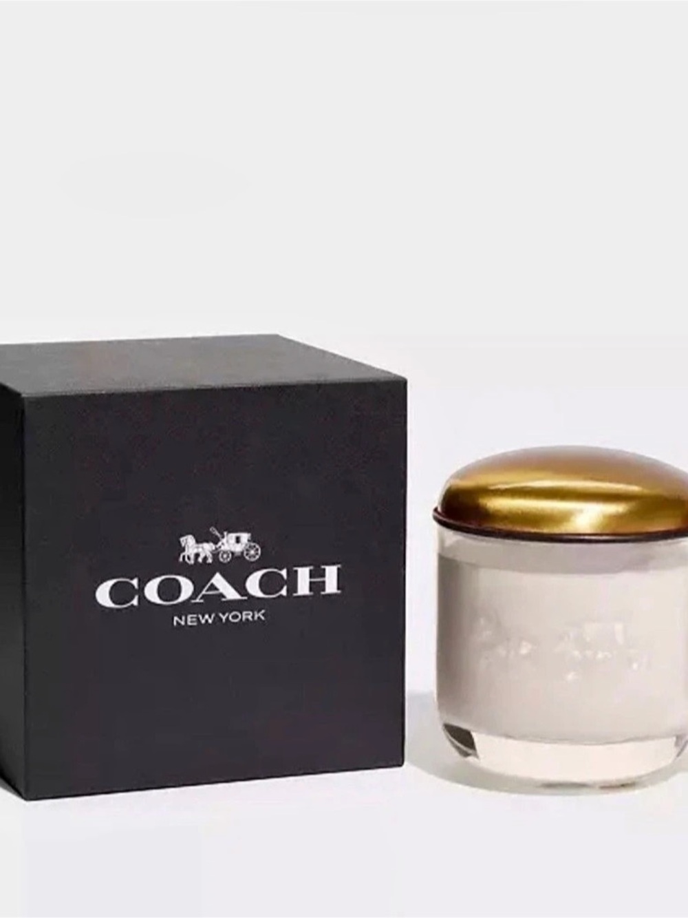 Coach Soy Wax Candle Scented Candle in White & Gold NWT